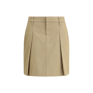 Beige Cotton Mini Skirt