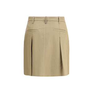 Beige Cotton Mini Skirt