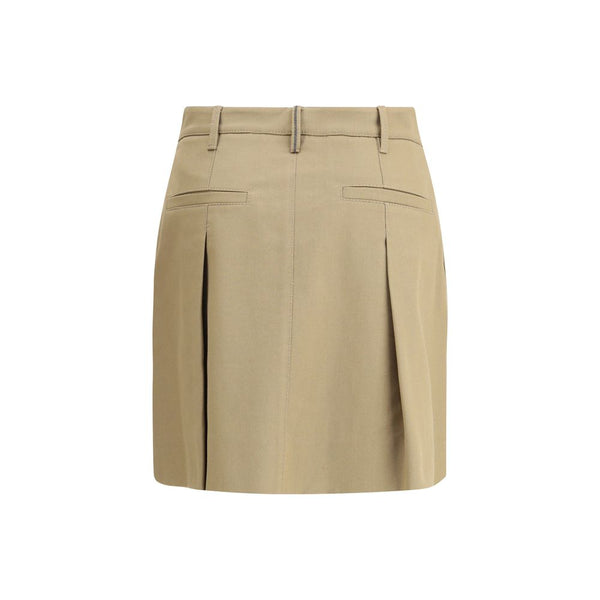 Beige Cotton Mini Skirt