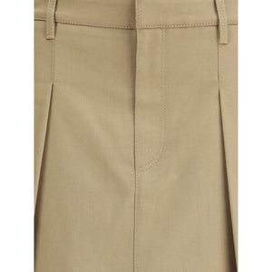 Beige Cotton Mini Skirt
