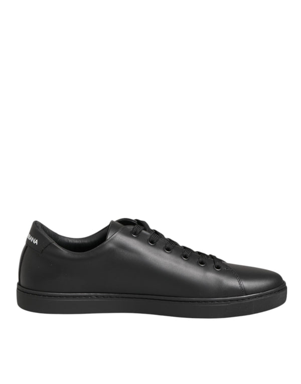 Black Leather Crystal Heart Sneakers  Shoes