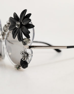 Transparent DG4292 Round Crystal Flowers Sunglasses