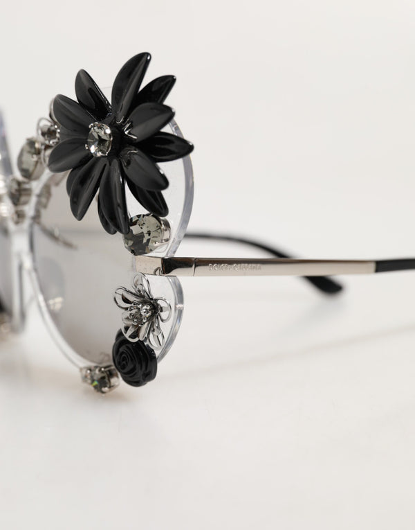 Transparent DG4292 Round Crystal Flowers Sunglasses