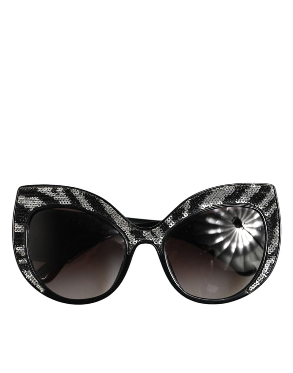 Black Silver Sequin Butterfly Polarized Sunglasses