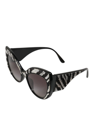 Black Silver Sequin Butterfly Polarized Sunglasses