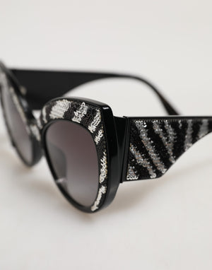 Black Silver Sequin Butterfly Polarized Sunglasses