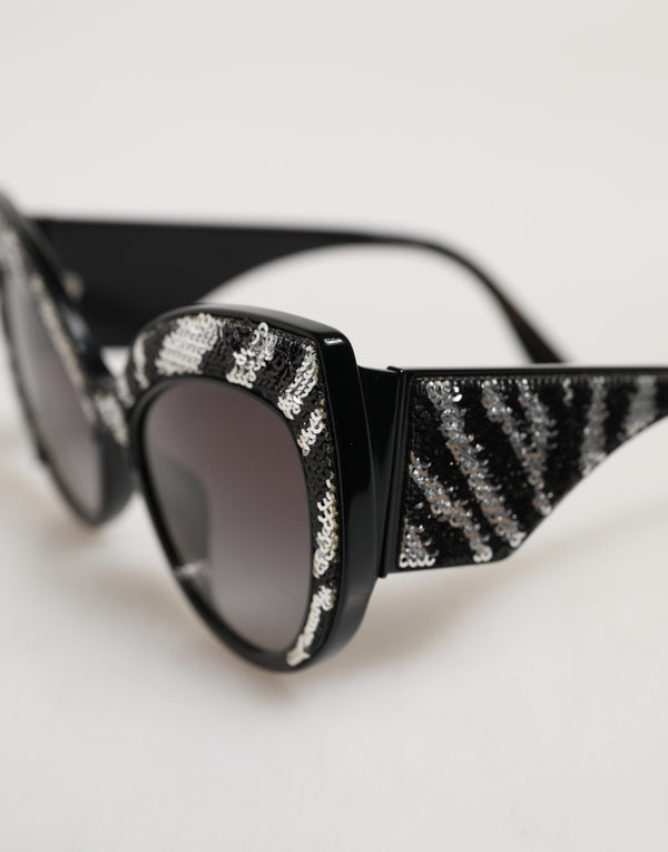 Black Silver Sequin Butterfly Polarized Sunglasses