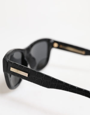 DG4177 Black Leather Frame Tinted Lens Sunglasses