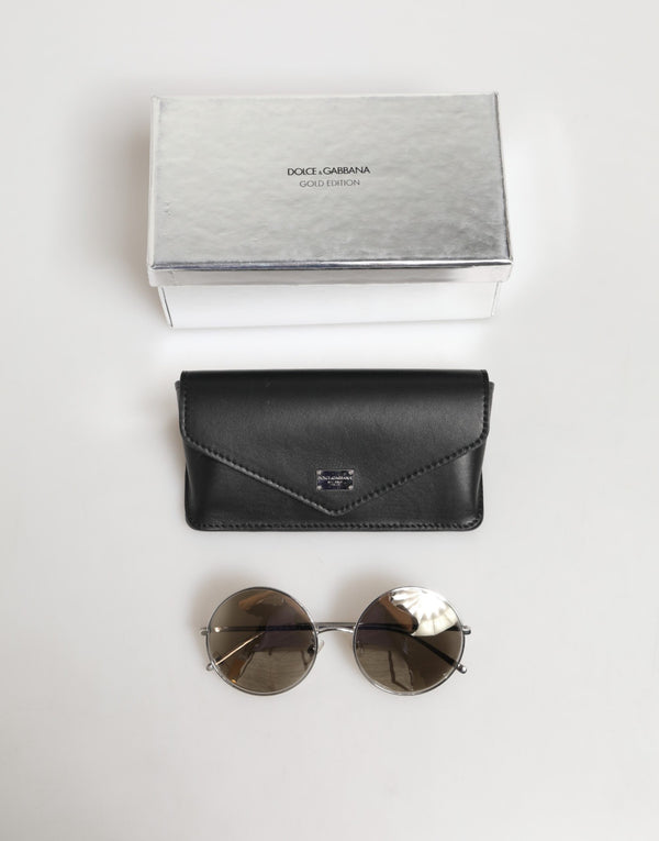 DG2215K Silver Metal Round Shades Eyewear Sunglasses