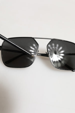 Black Metal Frame Square Lenses Shades Eyewear Sunglasses