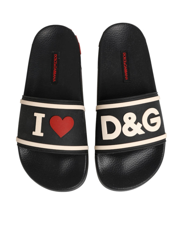 Black Rubber Slides Sandals Beachwear Shoes