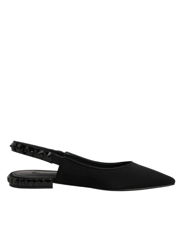 Black Crystal Charmeuse Slingback Shoes