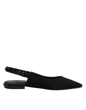 Black Crystal Charmeuse Slingback Shoes