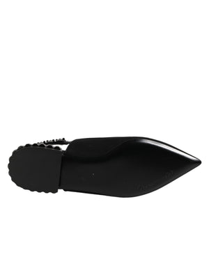 Black Crystal Charmeuse Slingback Shoes