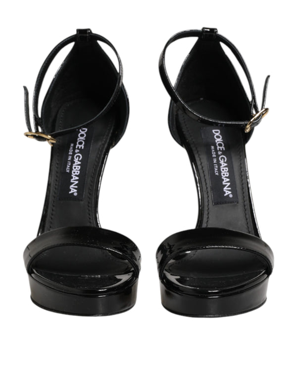 Black Leather Platform Keira Sandals Shoes