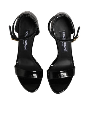 Black Leather Platform Keira Sandals Shoes