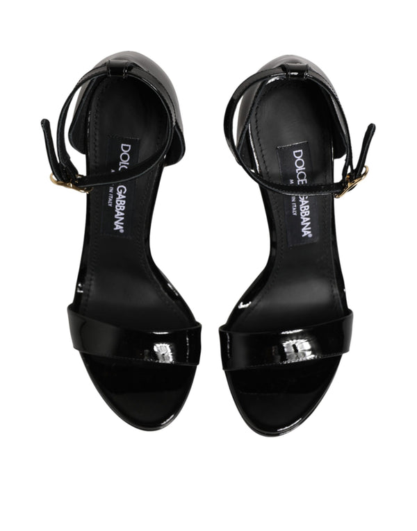 Black Leather Platform Keira Sandals Shoes