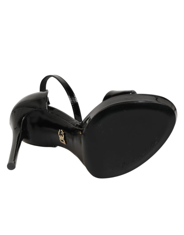 Black Leather Platform Keira Sandals Shoes