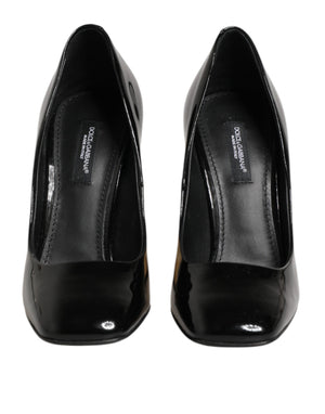 Black Gold Patent Leather Logo Heels Pumps Shoes