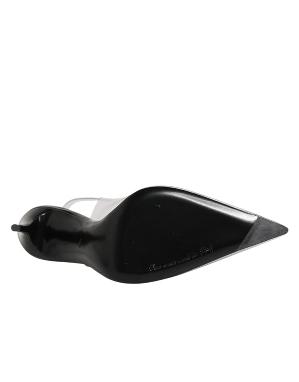 Black Leather Clear PVC Slingback Pumps Shoes