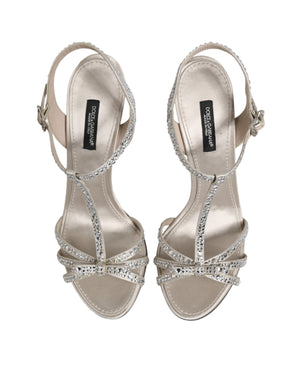 Silver Strass Ankle Strap Heels Sandals Shoes