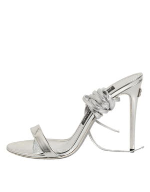 Silver Strappy High Heels Sandals Shoes