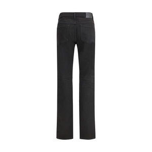 Black Cotton Straight-Leg Jeans