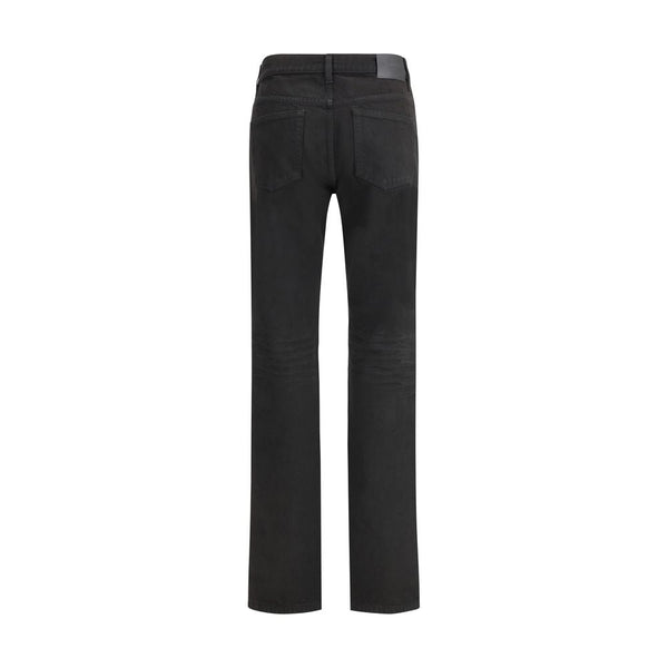 Black Cotton Straight-Leg Jeans