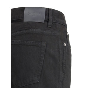 Black Cotton Straight-Leg Jeans