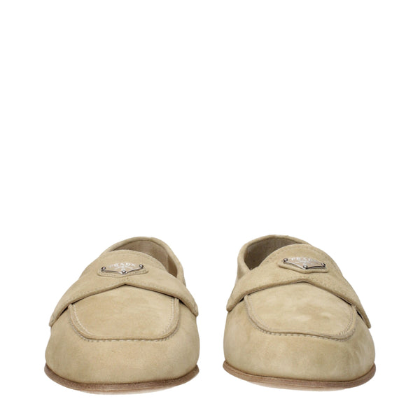 Beige Leather Slip-On Loafers