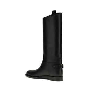 Black Calf Leather Bos Taurus Flat Boots