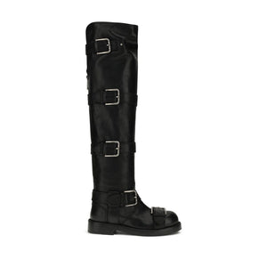 Black Calf Leather Bos Taurus Lace-Up Boots