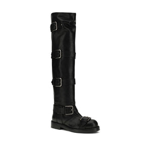 Black Calf Leather Bos Taurus Lace-Up Boots