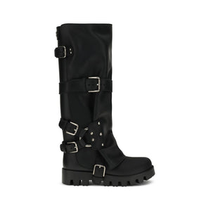 Black Calf Leather Bos Taurus Lace-Up Boots