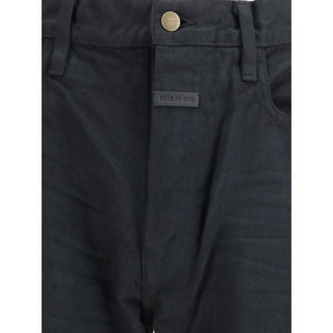 Black Cotton Straight-Leg Jeans