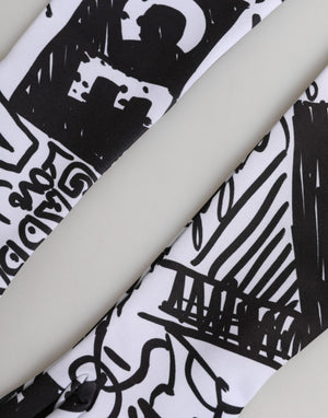 Gloves Black White DG Logo Elbow Length Mitten