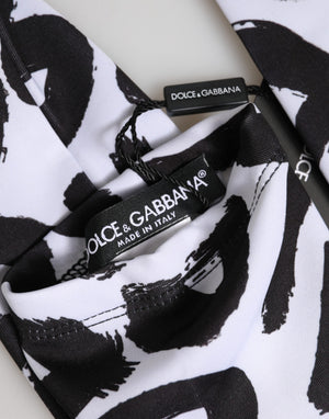 Black White DG Logo Elbow Length Mitten Gloves