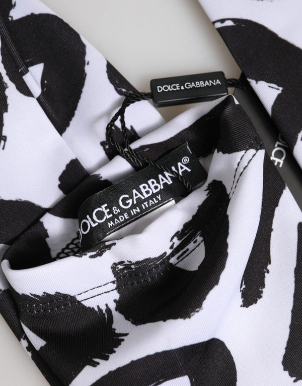 Black White DG Logo Elbow Length Mitten Gloves