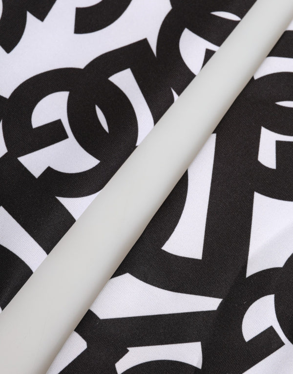 Black White DG Logo Elbow Length Mitten Gloves