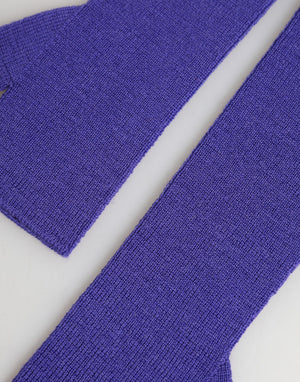 Violet Wool Fingerless Elbow Length Mitten Gloves
