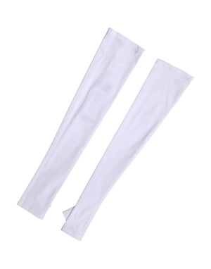 White Nylon Fingerless Elbow Length Mitten Gloves