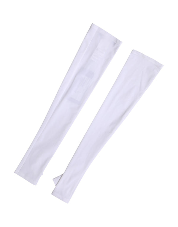White Nylon Fingerless Elbow Length Mitten Gloves