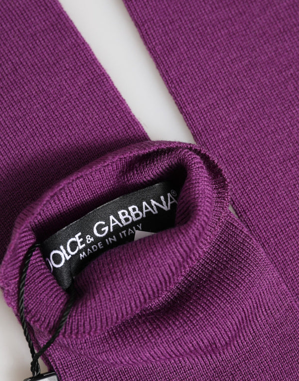 Purple Wool Fingerless Elbow Length Women One Size Gloves