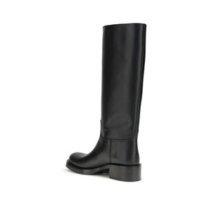Black Calf Leather Bos Taurus High Heel Boots