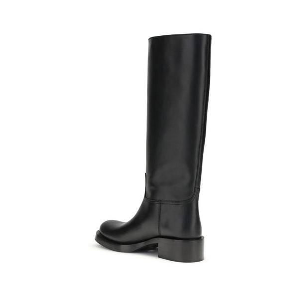 Black Calf Leather Bos Taurus High Heel Boots