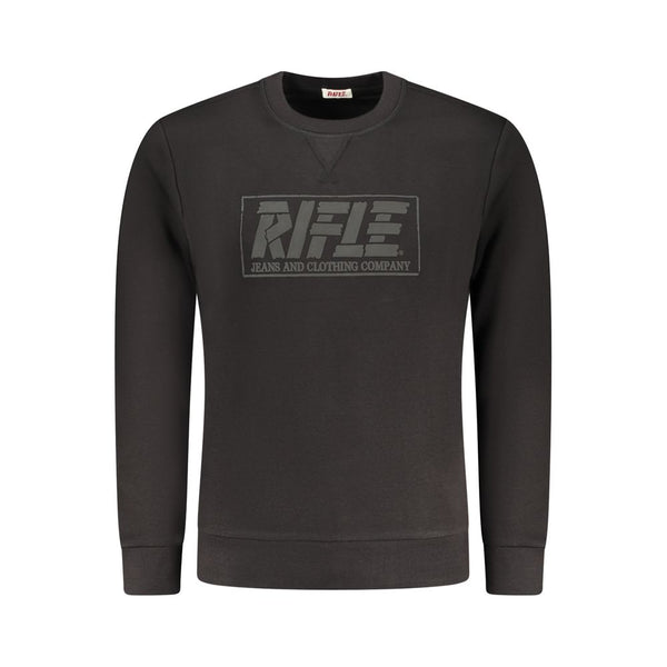 Black Cotton Men Sweatshirt