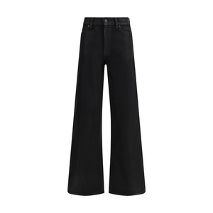 Black Cotton Flared Jeans