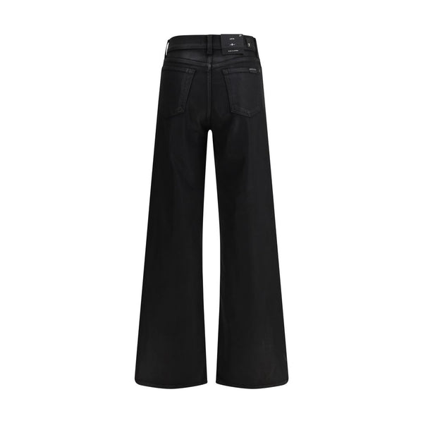 Black Cotton Flared Jeans