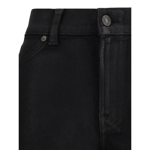Black Cotton Flared Jeans