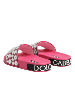 Pink Crystal Slides Sandals Beachwear Shoes
